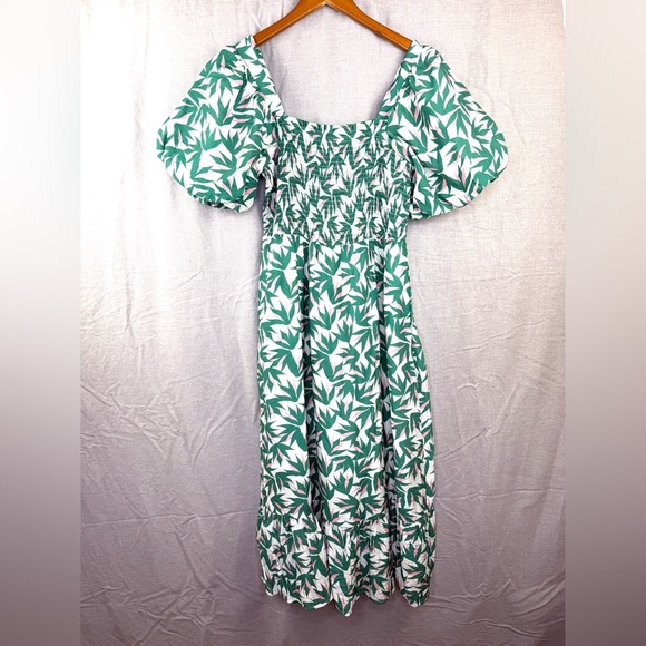 THML smocked puff sleeve tropical print dress - Picture 1 of 4